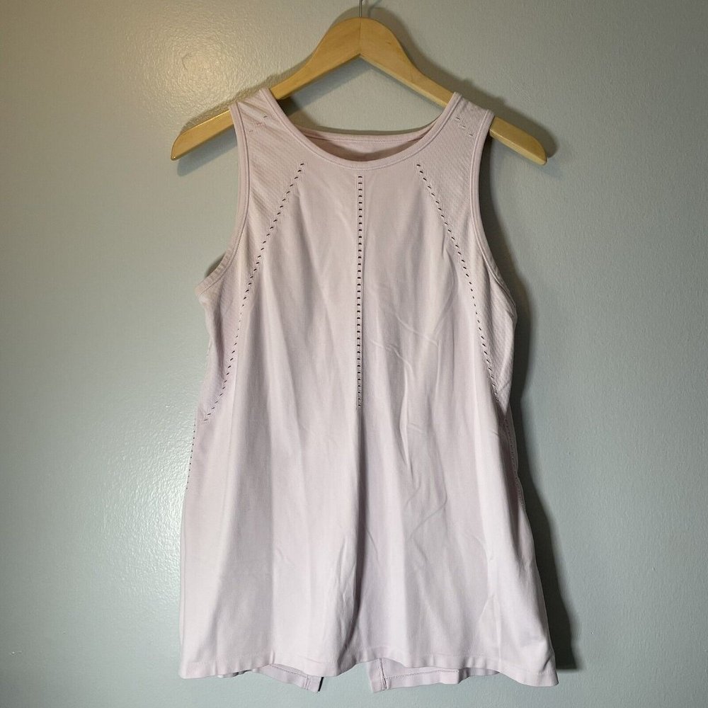 Athleta Foothill High Neck Split Back Tank Top Blush Pink Size Small